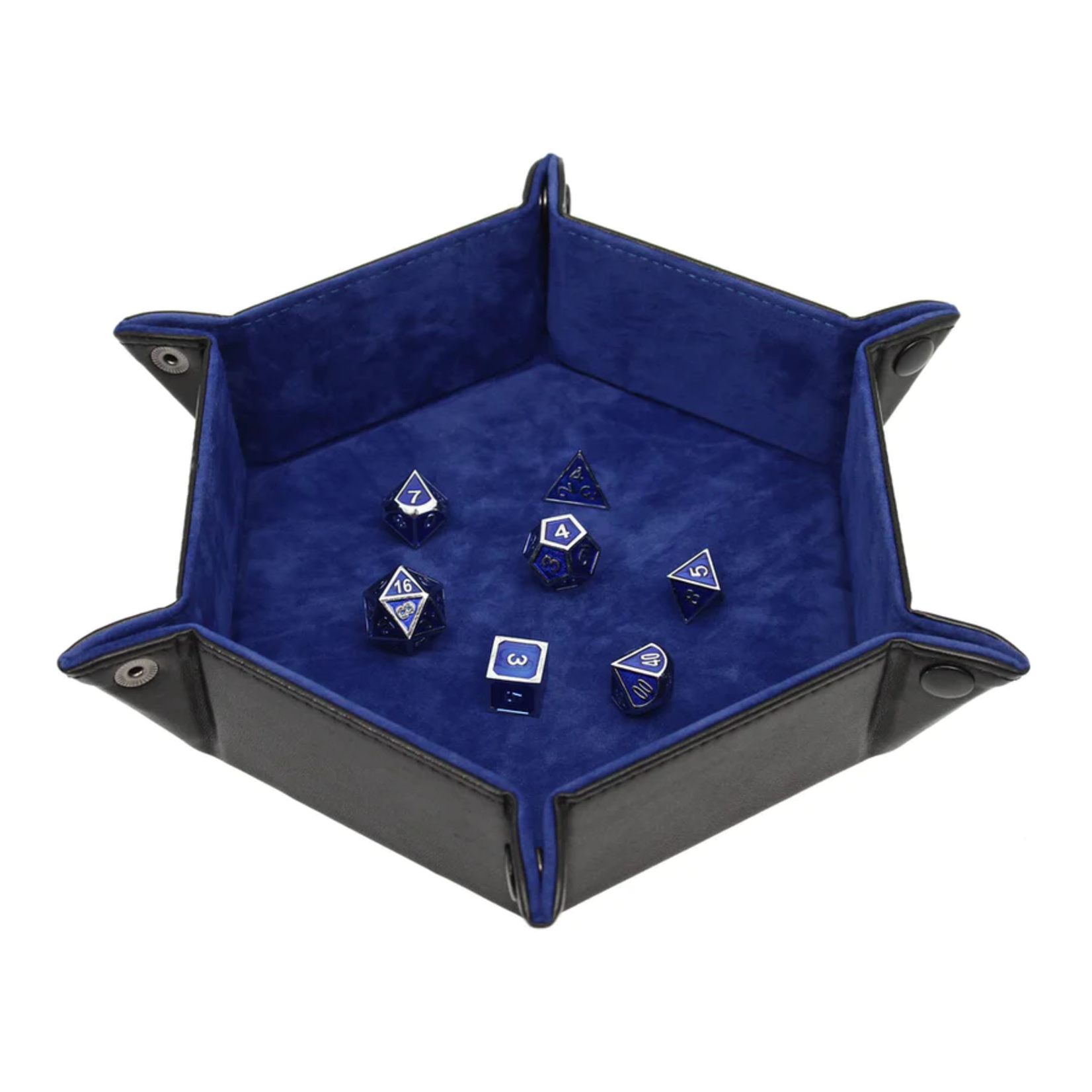 Forged Hexagon Snap Folding Dice Tray Blue