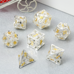 Dice Habit Dice Habit Hollow Dice Set Dragon Silver Polyhedral 7 die set