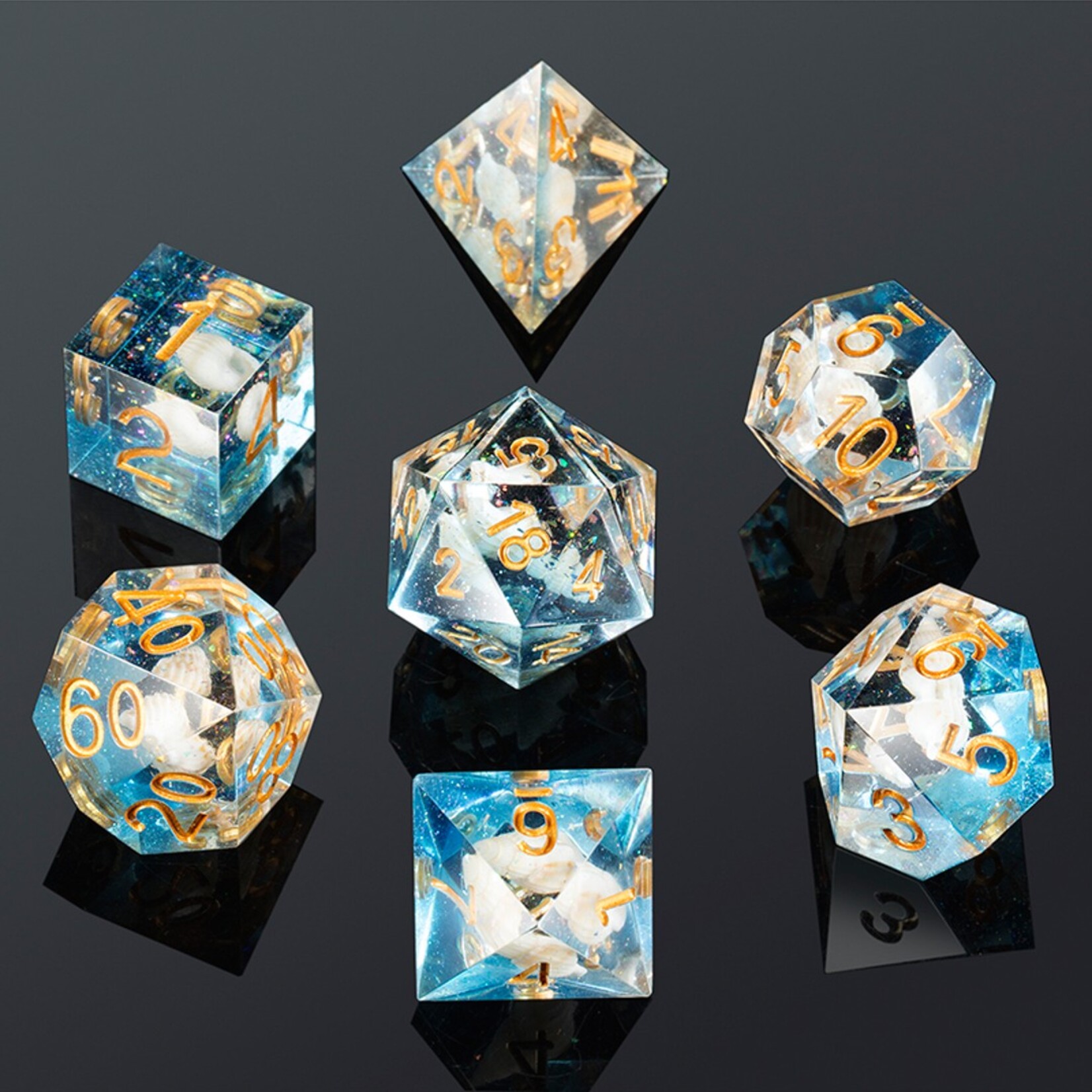 Dice Habit Dice Habit Sharp Edge Seashell Polyhedral 7 die set