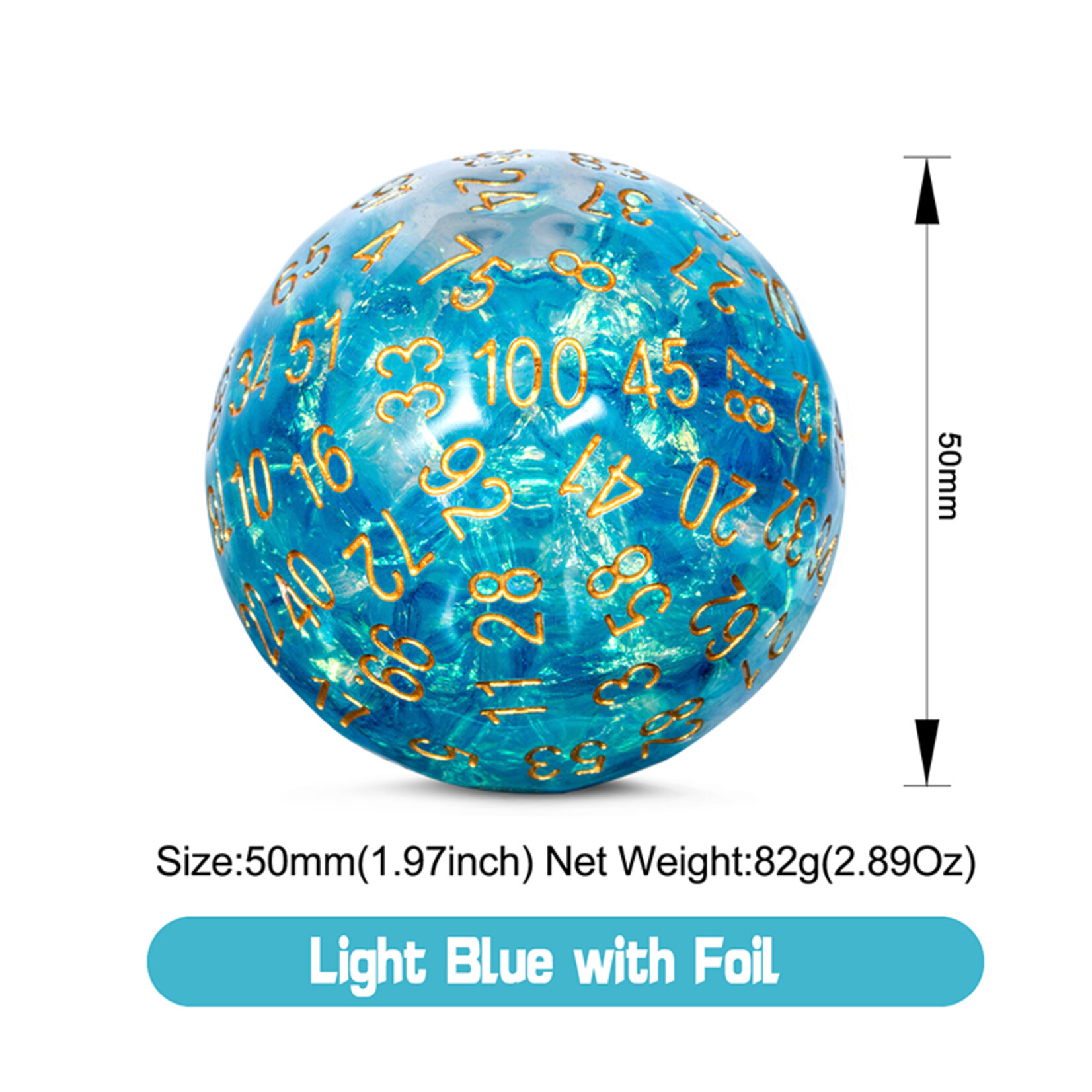 Dice Habit Dice Habit d100 Aquatic Light Blue Foil