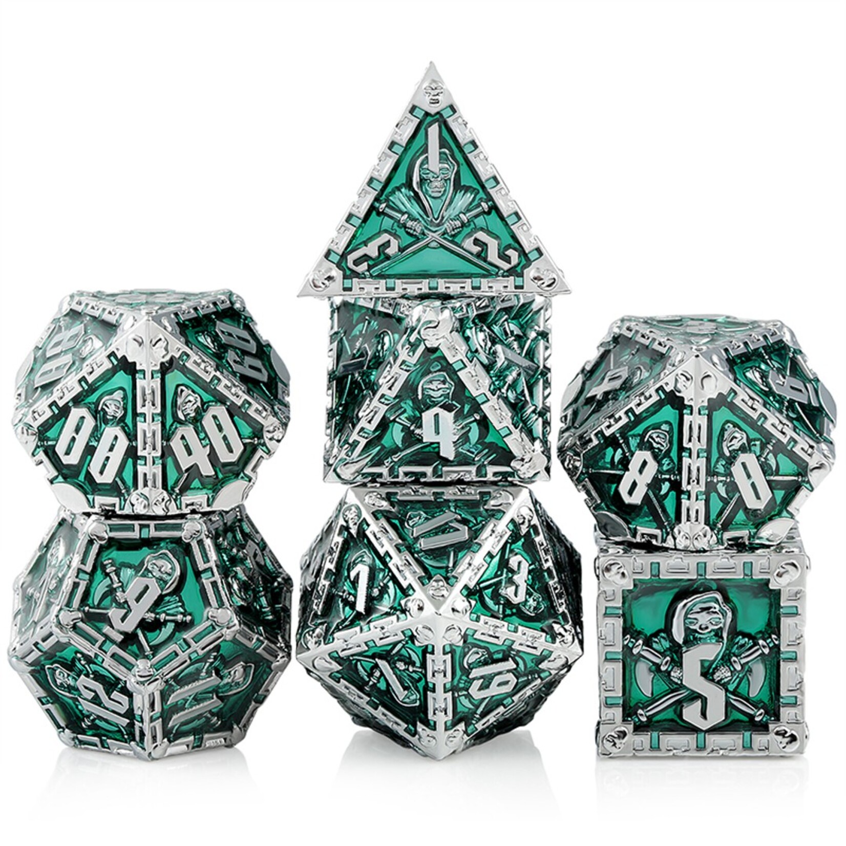 Dice Habit Dice Habit Reaper Green Metal Enamel Polyhedral 7 die set
