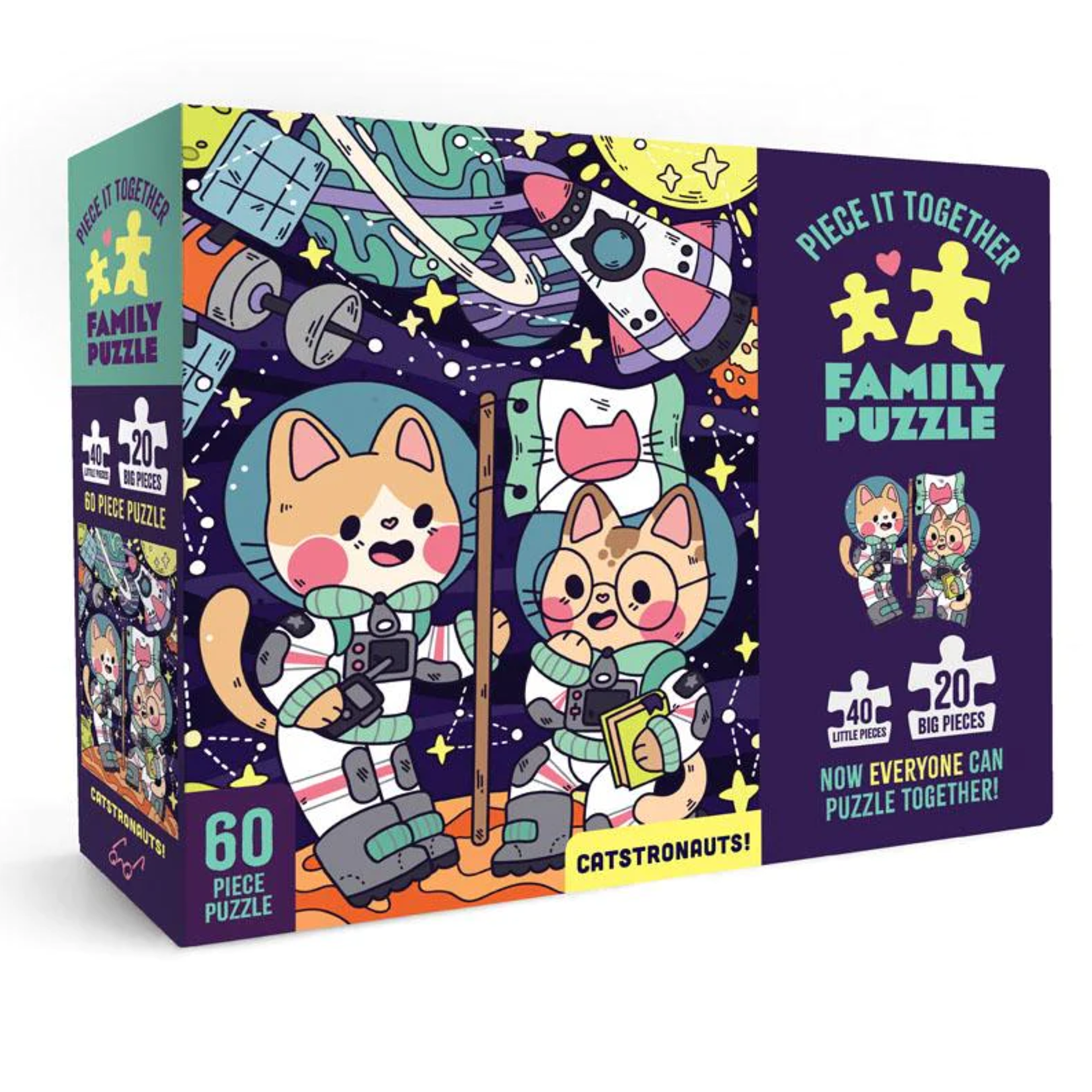 Chronicle Books 60 pc Family Puzzle Piece it Together Catstronauts