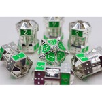 Foam Brain Games Dice 51 Neon Diamonds Green RPG Metal Dice 7 die set