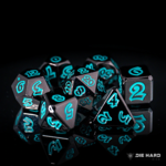 Die Hard Dice Die Hard Lumina Forbidden Lagoon Black with Teal Metal Polyhedral 7 die set