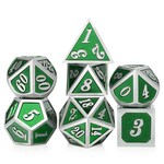 Dice Habit Dice Habit Recycle Green with Brushed Silver Metal Polyhedral 7 die set