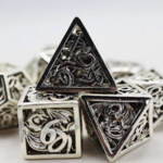 Foam Brain Games Hollow Mithril Dragon Metal Polyhedral 7 die set
