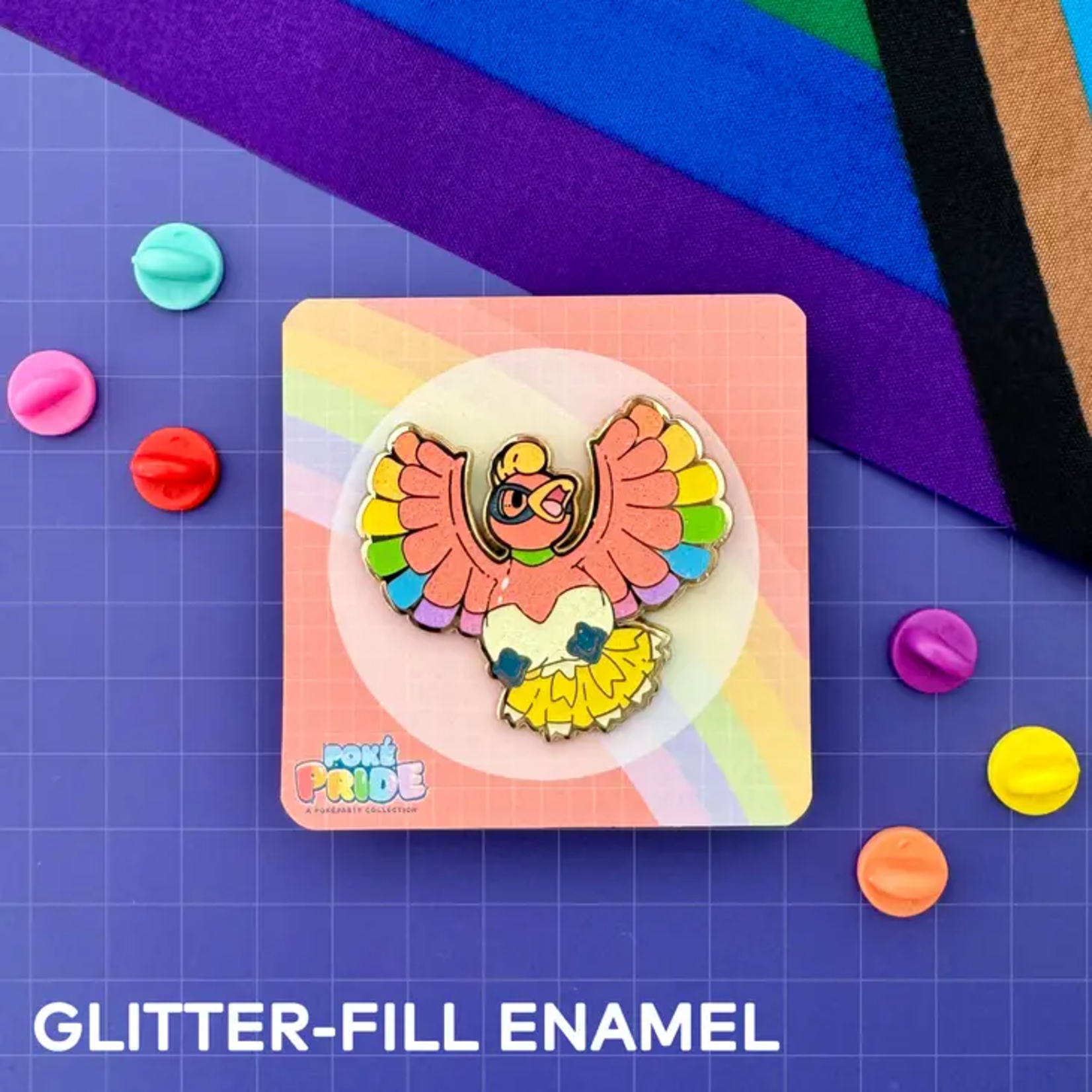 HeyyoJojo Ho-Oh Glitter Pokepride Enamel Pin