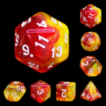 Heng Da Manufacturing HD Dice Volcano on Fire Polyhedral 7 die set