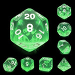 Heng Da Manufacturing HD Dice Transluscent Emerald Gems Green with White Polyhedral 7 die set