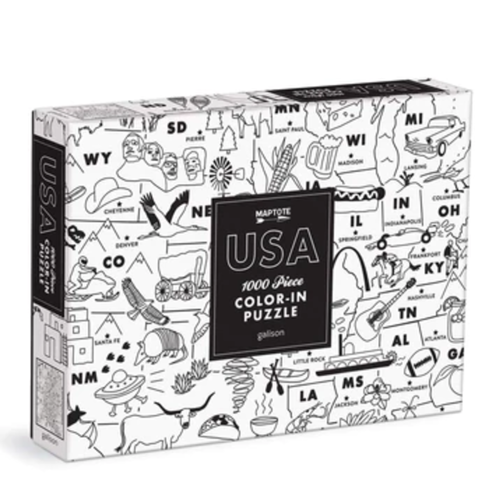 Galison 1000 pc Puzzle Maptote USA Color-In