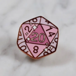Livelygold Rose Quartz d20 Enamel Pin
