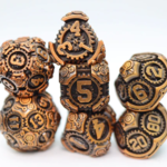 Foam Brain Games Airship Gears Drifting Dirigible Metal RPG dice 7 die set