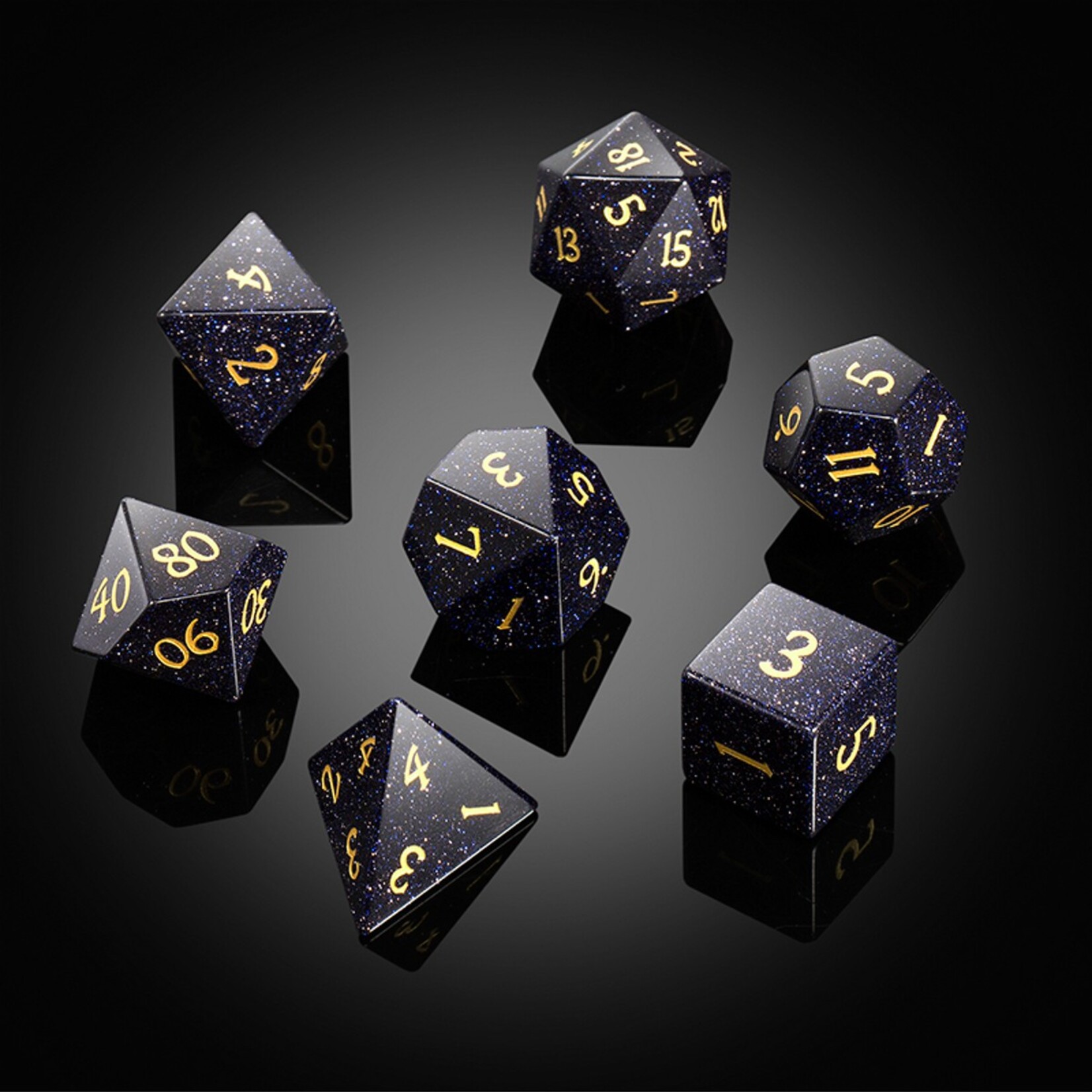 Dice Habit Dice Habit Gemstone Blue Sandstone Synthetic Polyhedral 7 die set
