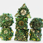 Foam Brain Games Floral Starburst Frosted Undergrowth Metal RPG dice 7 die set