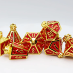 Foam Brain Games Moonlit Lantern Golden Starfire Metal RPG dice 7 die set