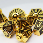 Foam Brain Games Moonlit Lantern Golden Earthen Flame Metal RPG dice 7 die set