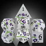Dice Habit Dice Habit Sakura Silver and Purple Metal and Enamel Polyhedral 7 die set