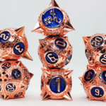 Foam Brain Games Meteor Storm Copper Lit Space Metal RPG dice 7 die set