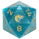 Old School Dice Old School Sharp Edged 35 mm d20 Liquid Infused Azure Fury