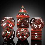 Dice Habit Dice Habit Wooden Dice Set Rainbow Wood Polyhedral 7 die set
