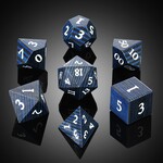 Dice Habit Dice Habit Wooden Dice Set Black and Blue Striped Wood Polyhedral 7 die set