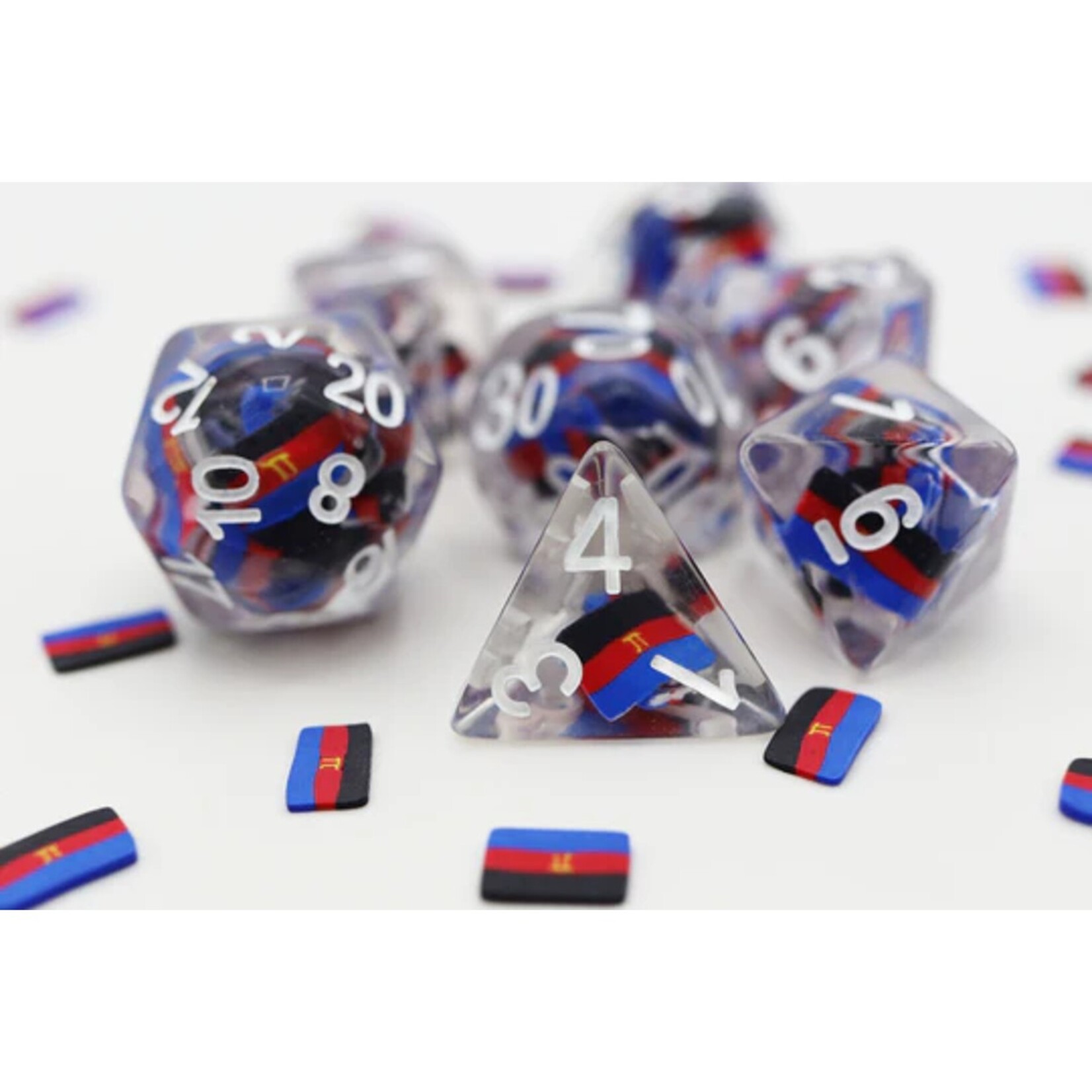 Foam Brain Games Polyamorous Flag RPG Dice 7 die set