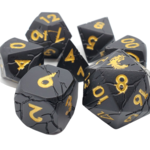 Old School Dice Old School Orc Forged Matte Black w/ Gold Metal RPG Dice 7 die Set