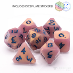 Die Hard Dice Die Hard Avalore Cynfully Lux Peach w/ Blue RPG 7 die set