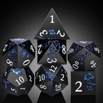 Dice Habit Dice Habit Sakura Black and Blue Metal and Enamel Polyhedral 7 die set