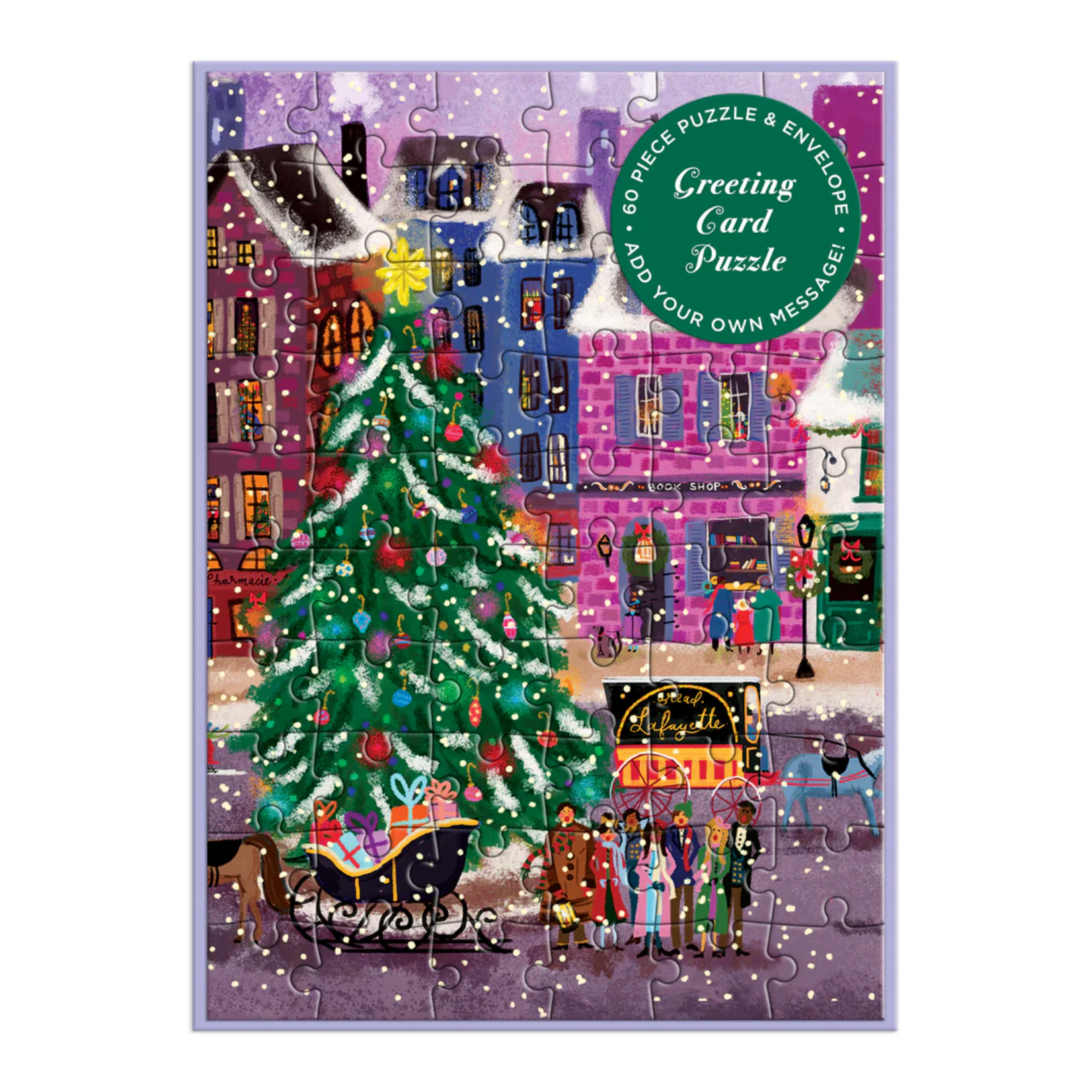 Galison 60 pc Mini Puzzle Joy Laforme Christmas Square Greeting Card