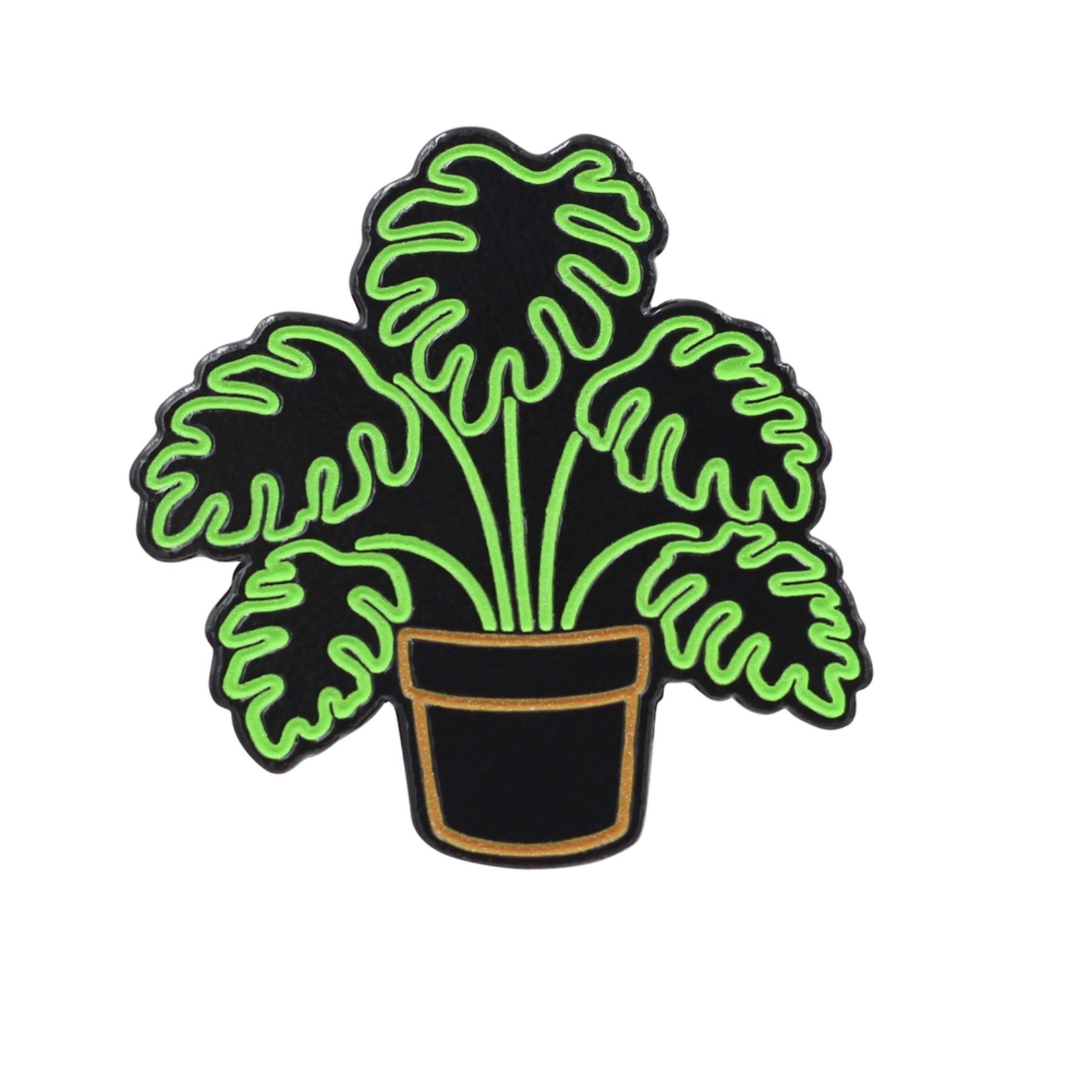 Real Sic Neon Monstera Glow-in-The-Dark Plant Enamel Pin