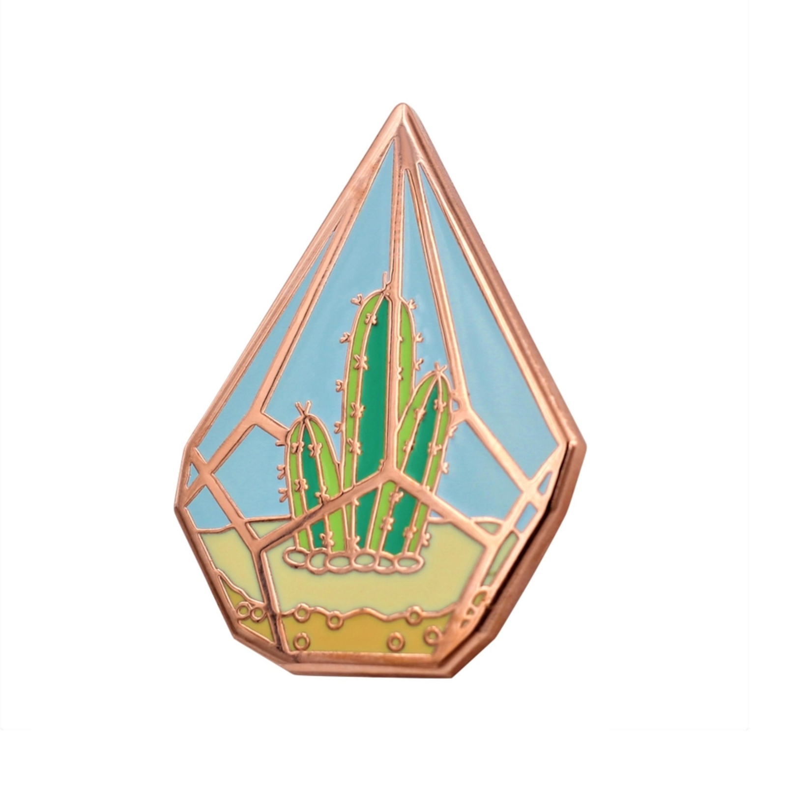 Real Sic Cute Cactus in Geometric Terrarium Plants Enamel Lapel Pin