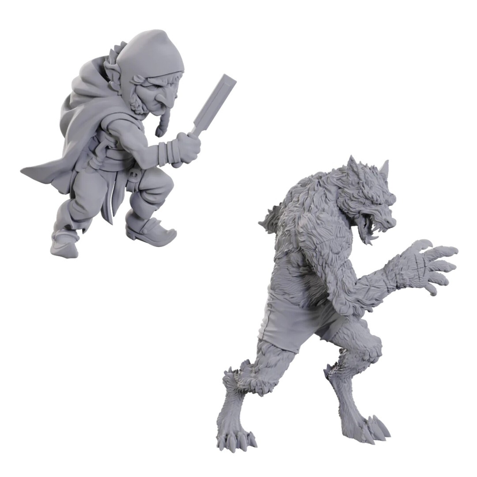 WizKids Critical Role Unpainted Minis Chetney Pock o'Pea and Werewolf