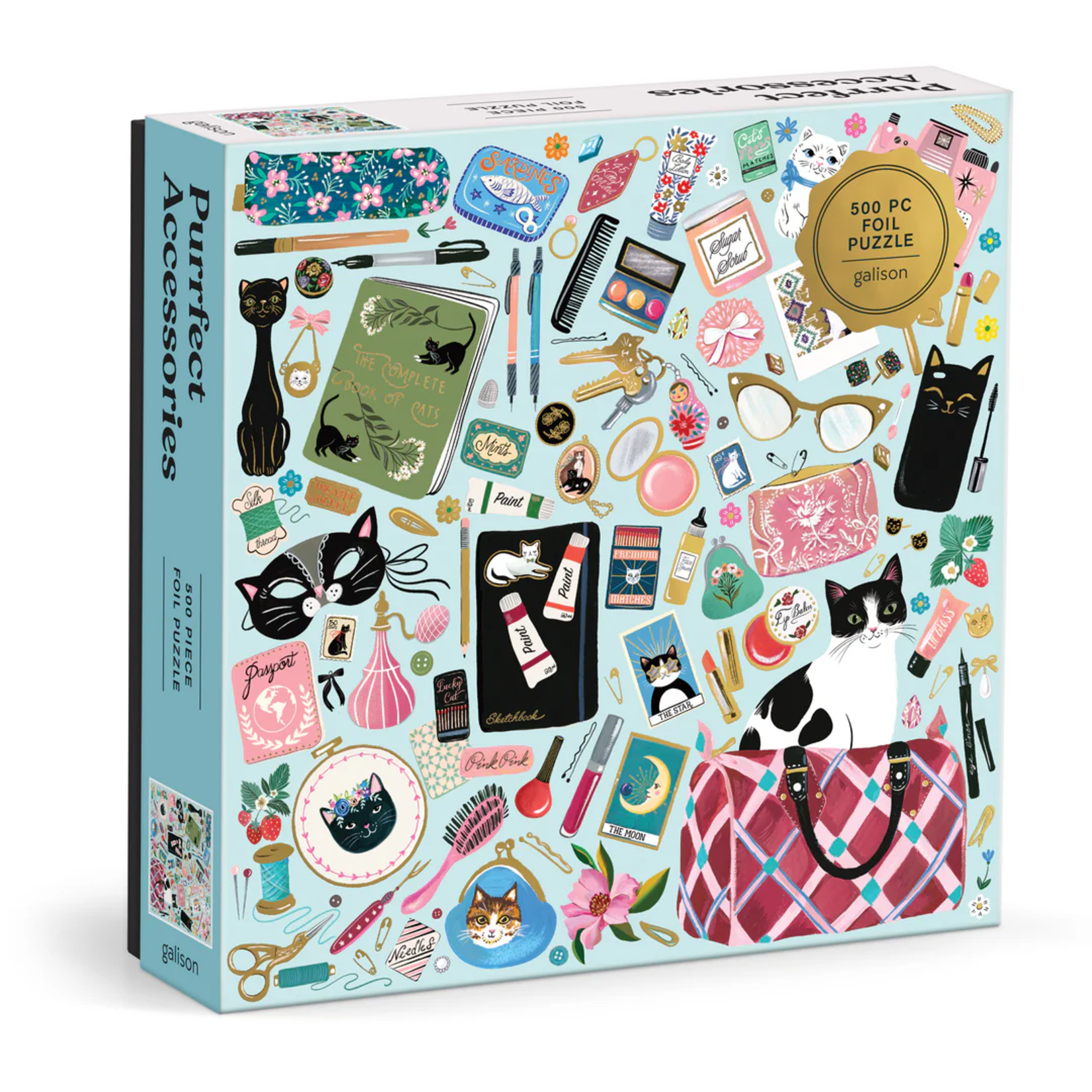 Galison 500 pc Foil Puzzle Purrfect Accessories