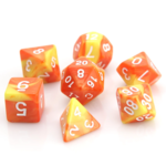 Heng Da Manufacturing HD Dice Fireball with White Polyhedral 7 die set