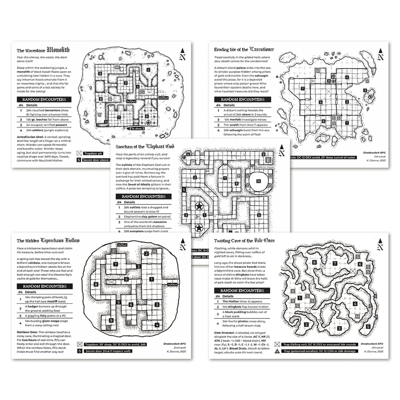 The Arcane Library Shadowdark RPG Five Mini Adventure Cards