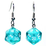 Chessex Hook Earrings mini d20 Translucent Teal