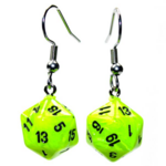 Chessex Hook Earrings mini d20 Vortex Bright Green
