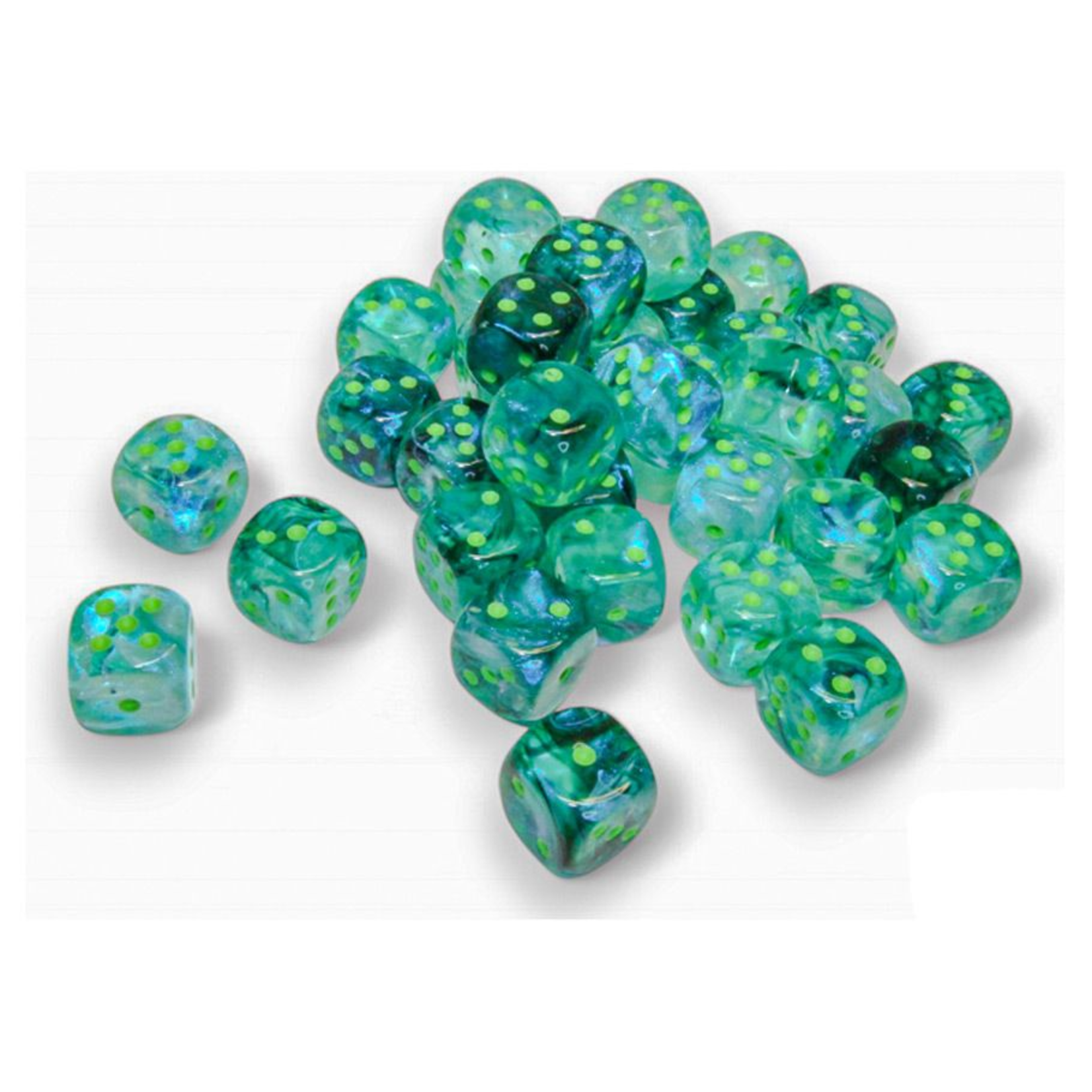 Chessex Chessex Borealis Luminary Kelp w/ Light Green 12 mm d6 36 die set