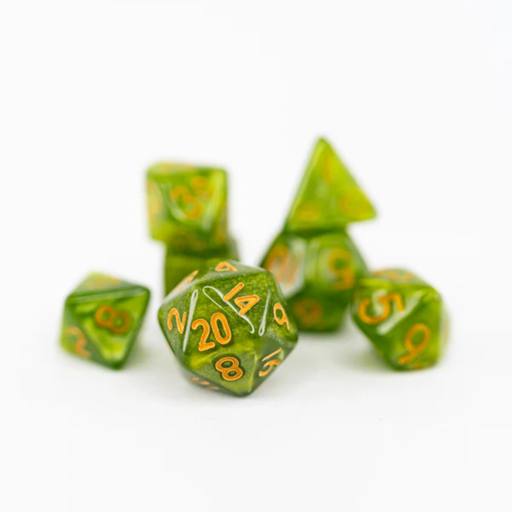 Ember Glow Ember Glow Mini Acrylic Leprachaun Polyhedral 7 die set