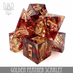 DND Dice DND Dice Handmade Golden Feather Scarlet Polyhedral 7 die set