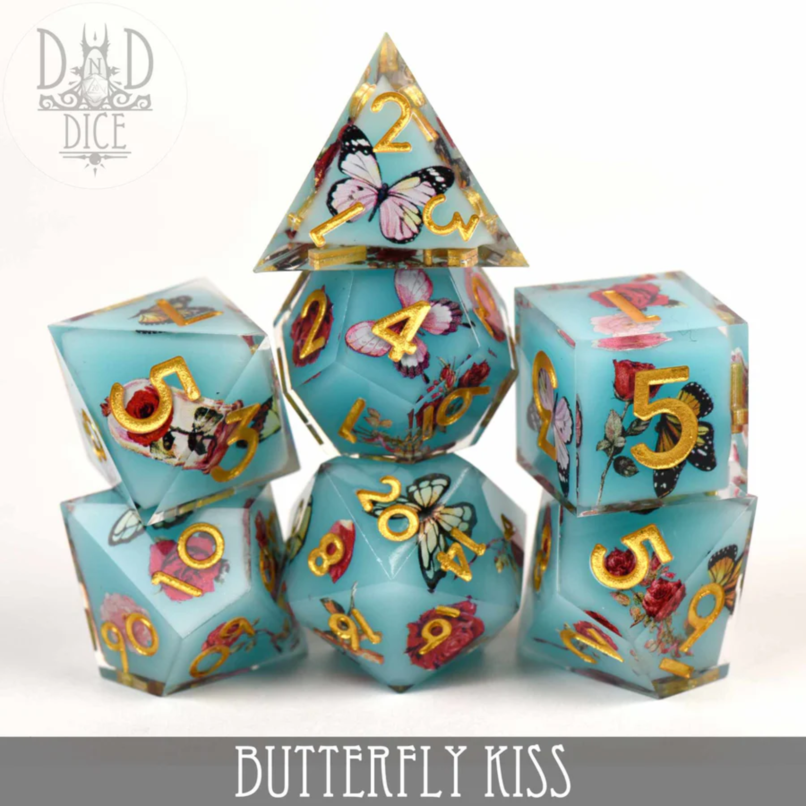 DND Dice DND Dice Handmade Butterfly Kiss Polyhedral 7 die set