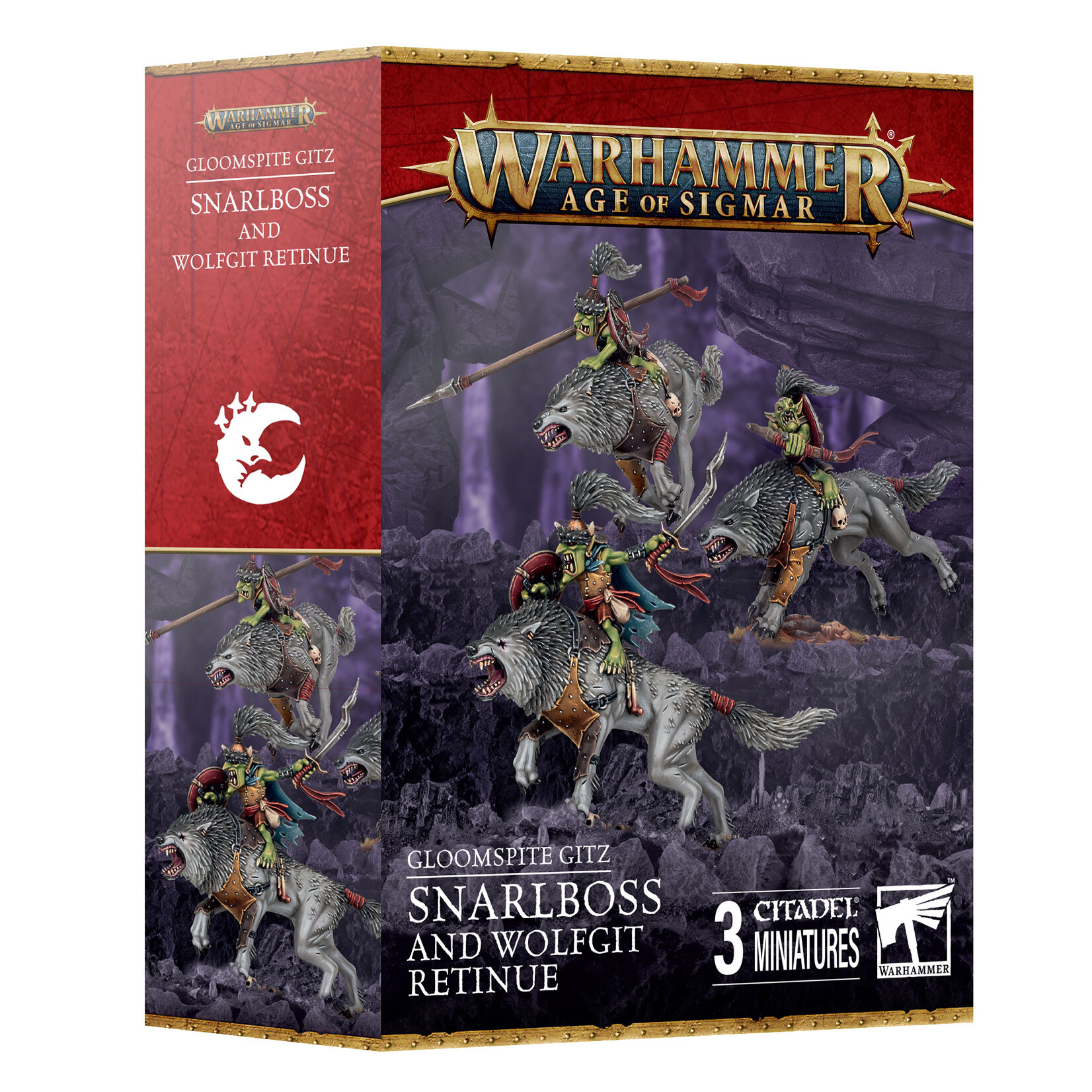 Games Workshop Warhammer Age of Sigmar Destruction Gloomspite Gitz Snarlboss and Wolfgit Retinue