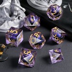 Dice Habit Dice Habit Sharp Edge Dragon Eye Purple Polyhedral 7 die set