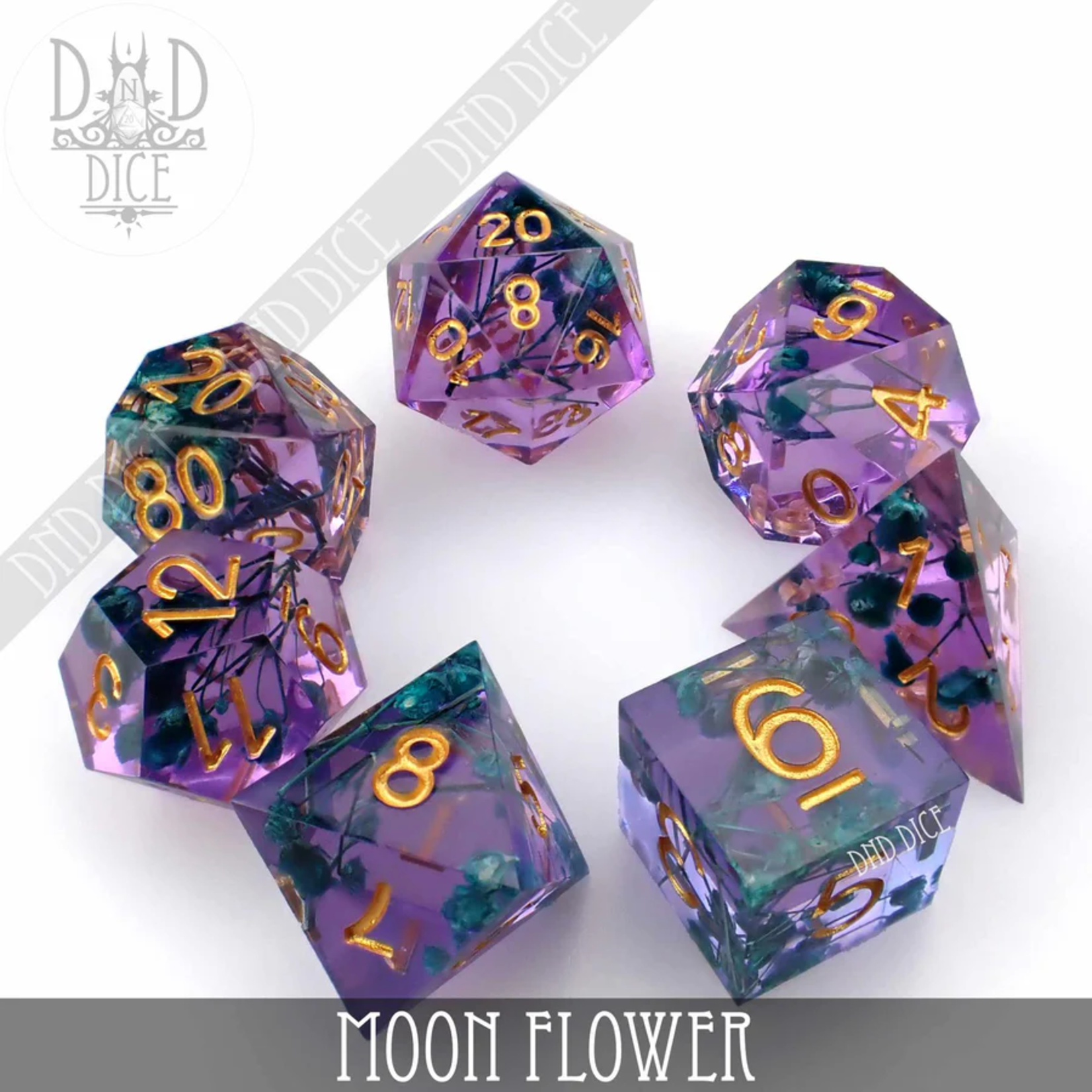 DND Dice DND Dice Handmade Moon Flower Polyhedral 7 die set