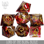 DND Dice DND Dice Handmade Lord of the Bling Blaze Polyhedral 7 die set