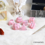 Fennek and Finch Rose Candies Pastel Pink Stripe Polyhedral 7 die set