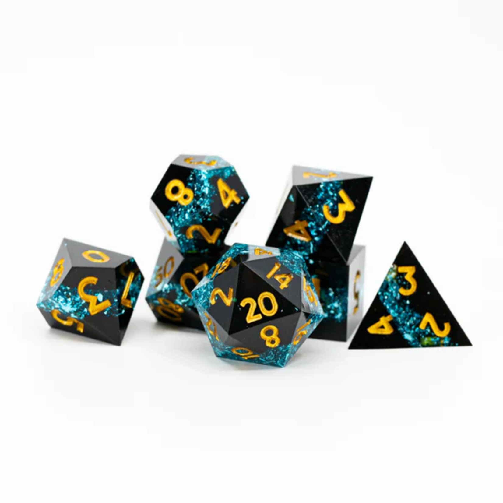 Ember Glow Ember Glow Sharp Edge Dark as Erebus Polyhedral 7 die set