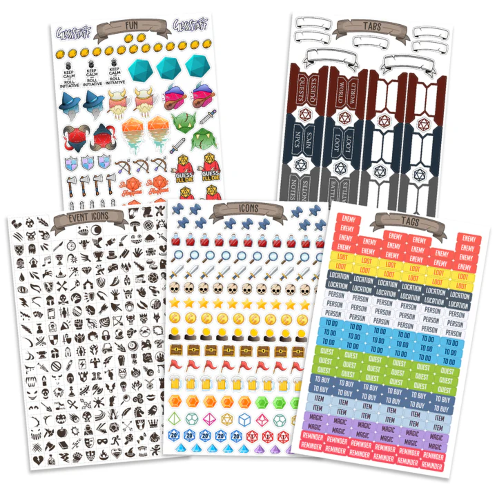 Forged Forged TTRPG Character Sheet Note and Tag Stickers