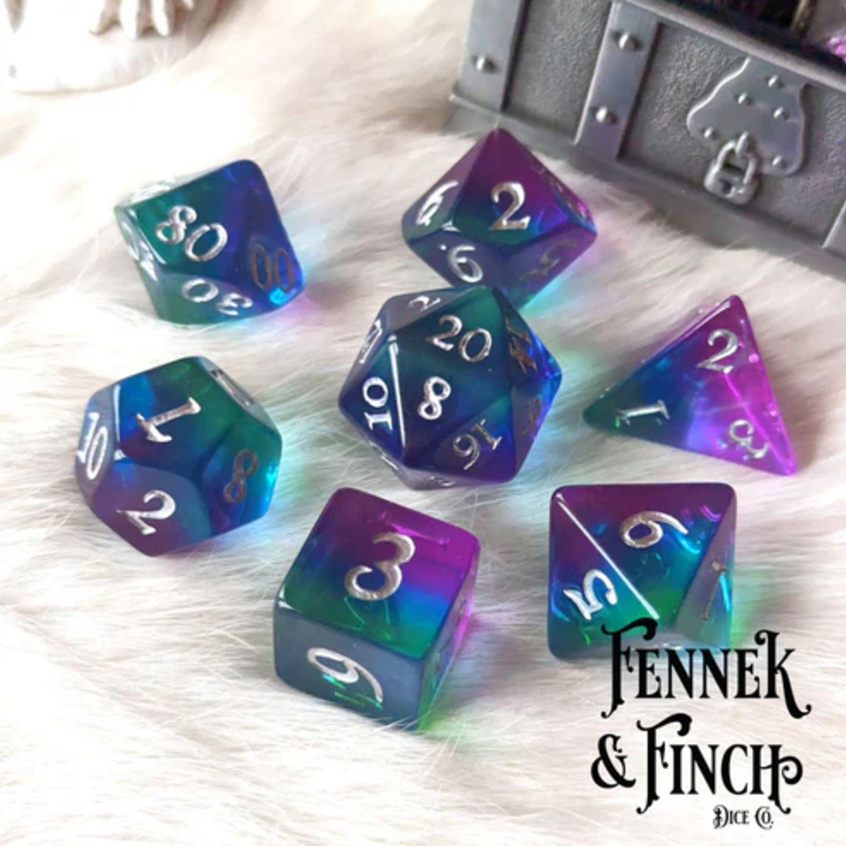 Fennek and Finch Aurora Polyhedral 7 die set